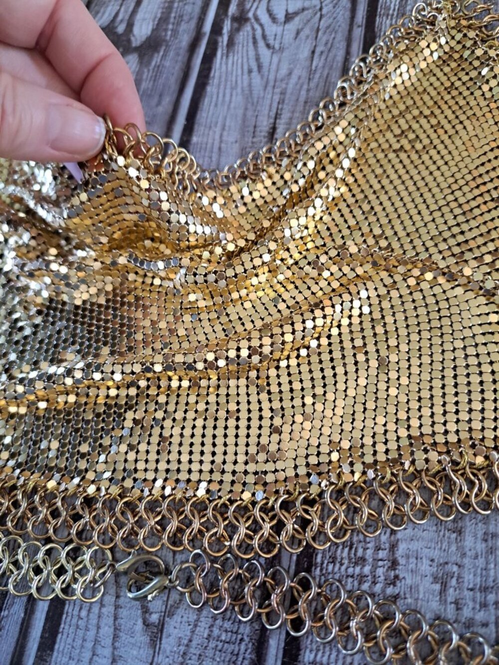 Hazel & Olive Gold Metal Mesh Halter Top Chain Party Gypsy Coachella S - Picture 3 of 9